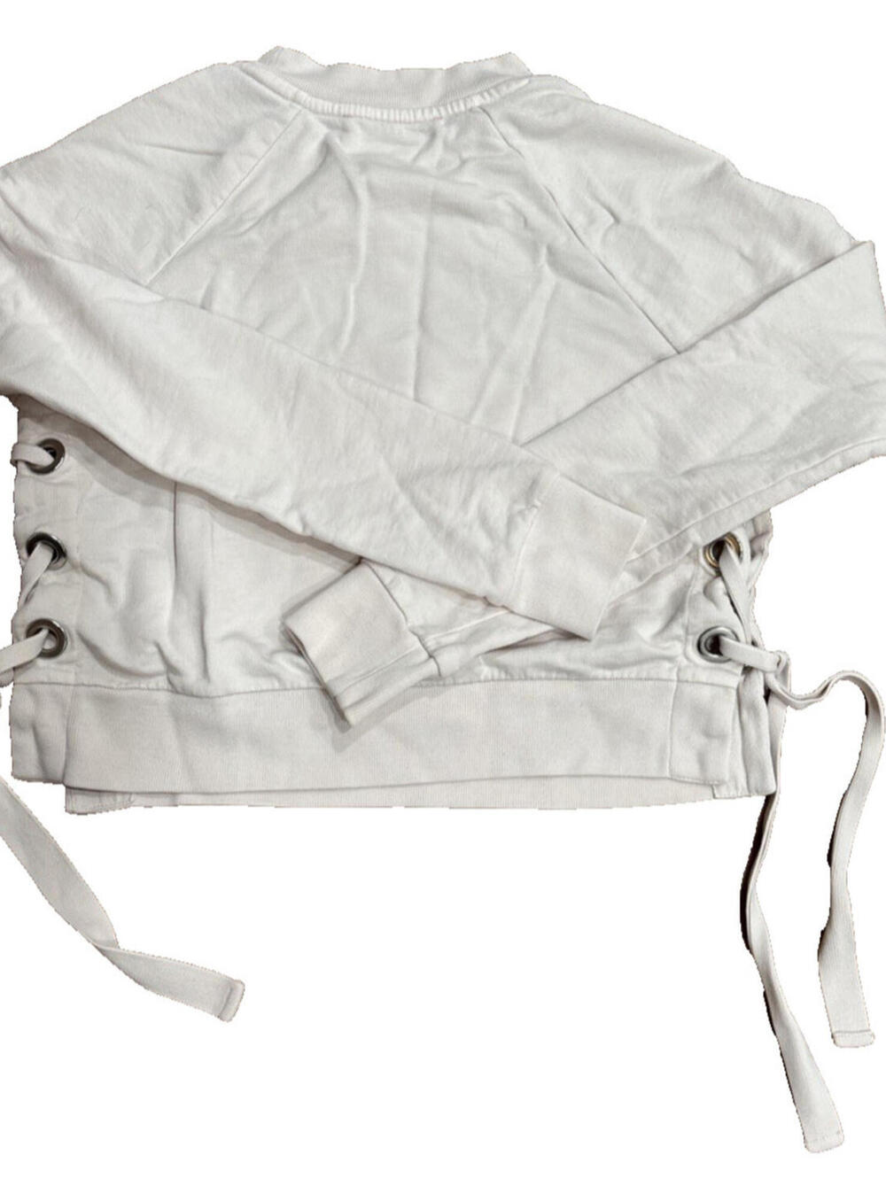 AllSaints   Cropped Lace-Up Side Sweatshirt Ivory Off-White Crewneck Size S
